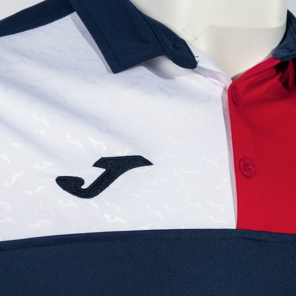 Polo Manches Courtes Crew V - Bleu Marine / Rouge