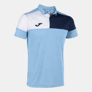 Polo Manches Courtes Crew V - Bleu Ciel / Bleu Marine
