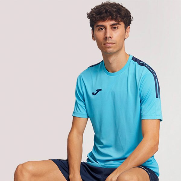 Maillot Manches Courtes Olimpiada - Turquoise Fluo / Bleu Marine