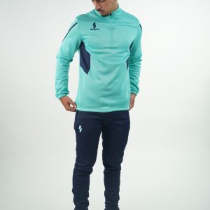 Jogging Demi-Zip Ketchaoua Pro - Vert Pastel / Bleu Nuit